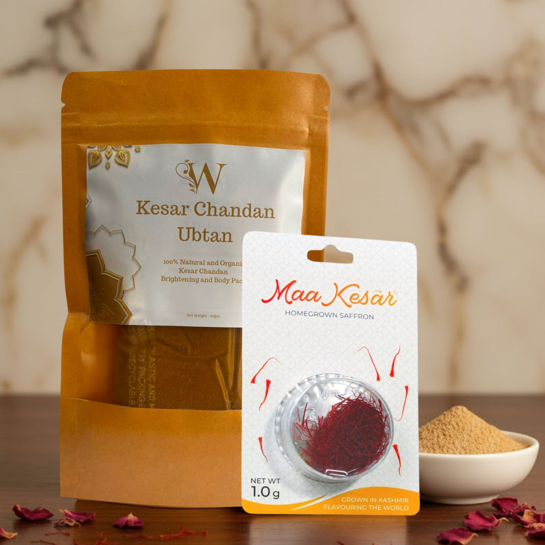 Shahi Diwali Combo - Kesar Chandan Ubtan + 1g Maa Kesar